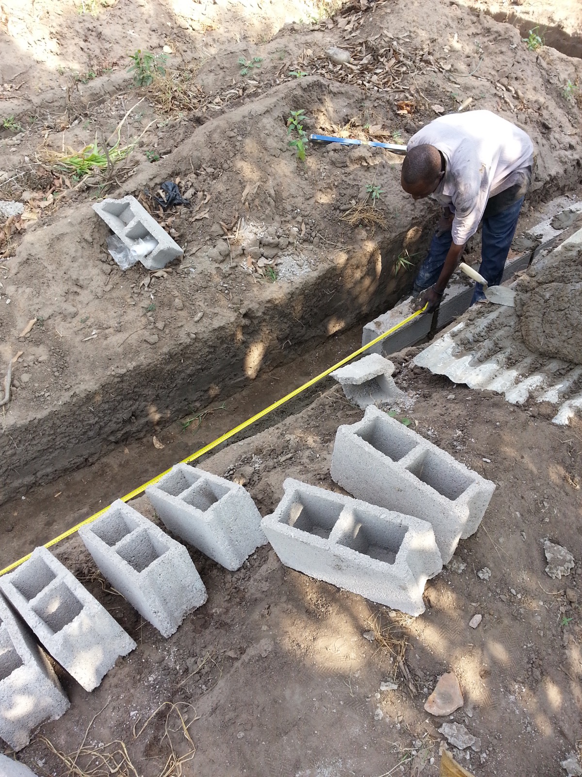 Chantier de maçonnerie en cours